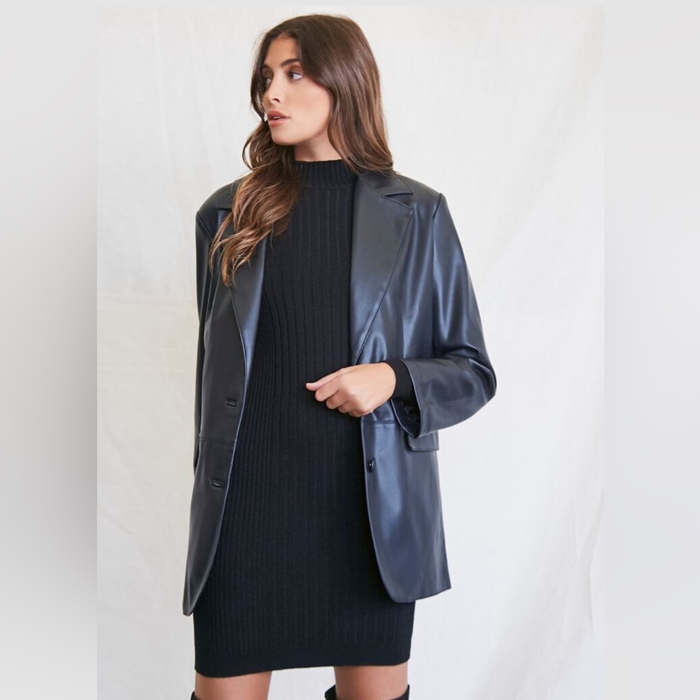 Faux Leather Blazer